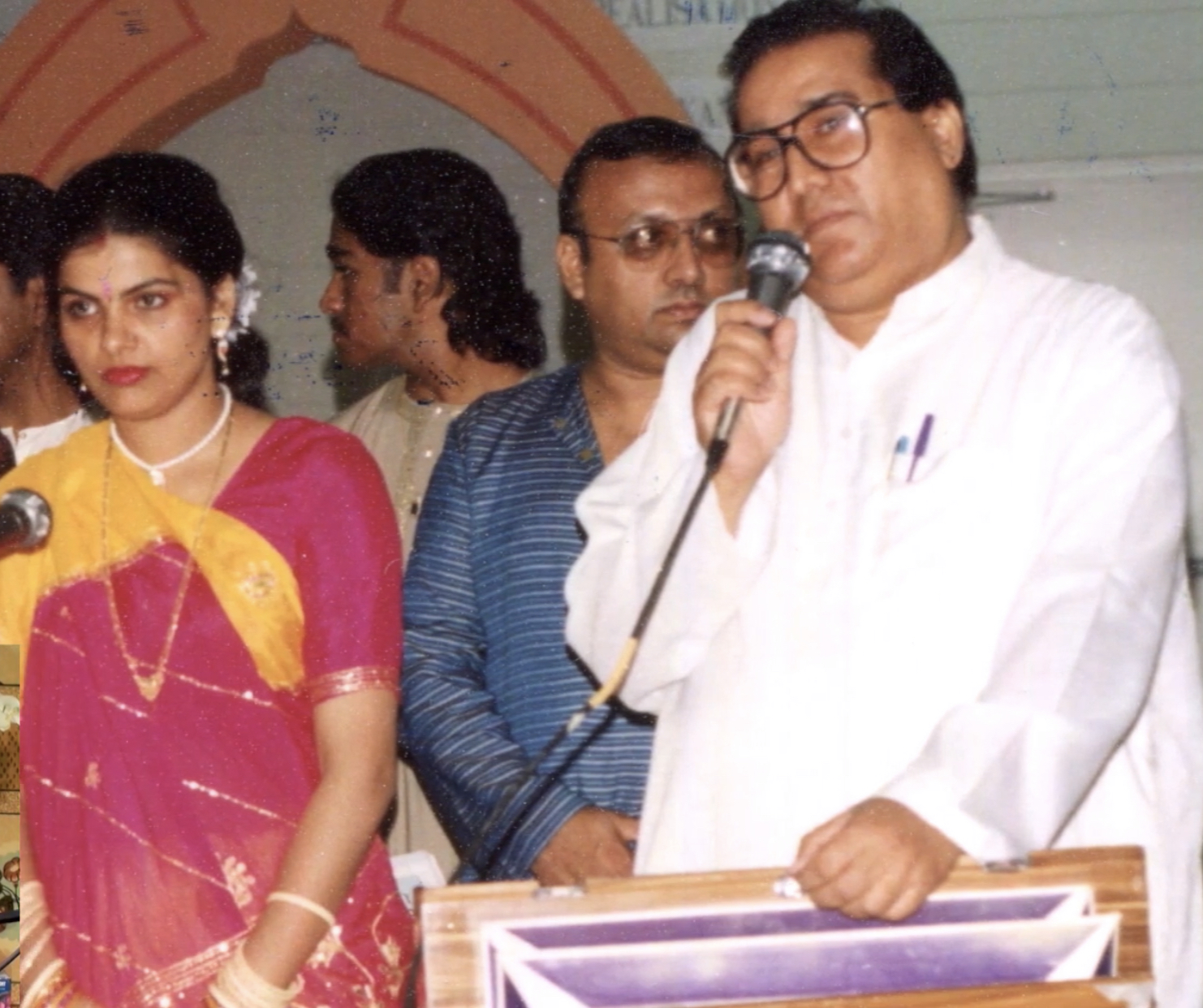 Prof. Hari Shanker Adesh and Kadambari Adesh performing the official anthem at the inauguration of Hindu University of America